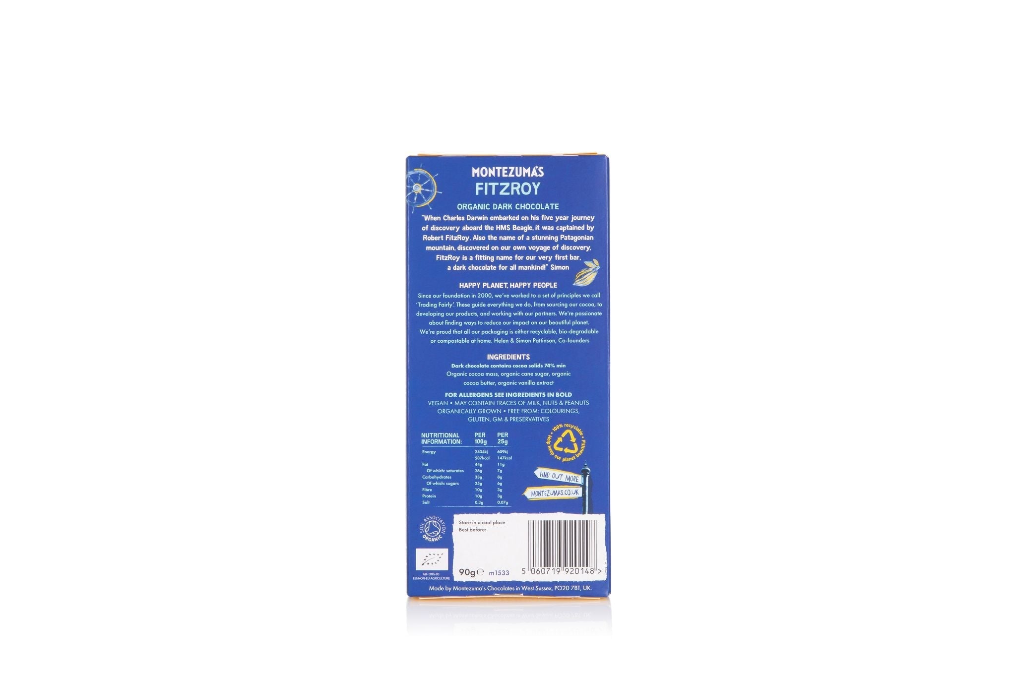 Fitzroy Box Montezuma's 'FitzRoy' 73% Dark Chocolate Bar 12 x 90g | Planet Candy ...