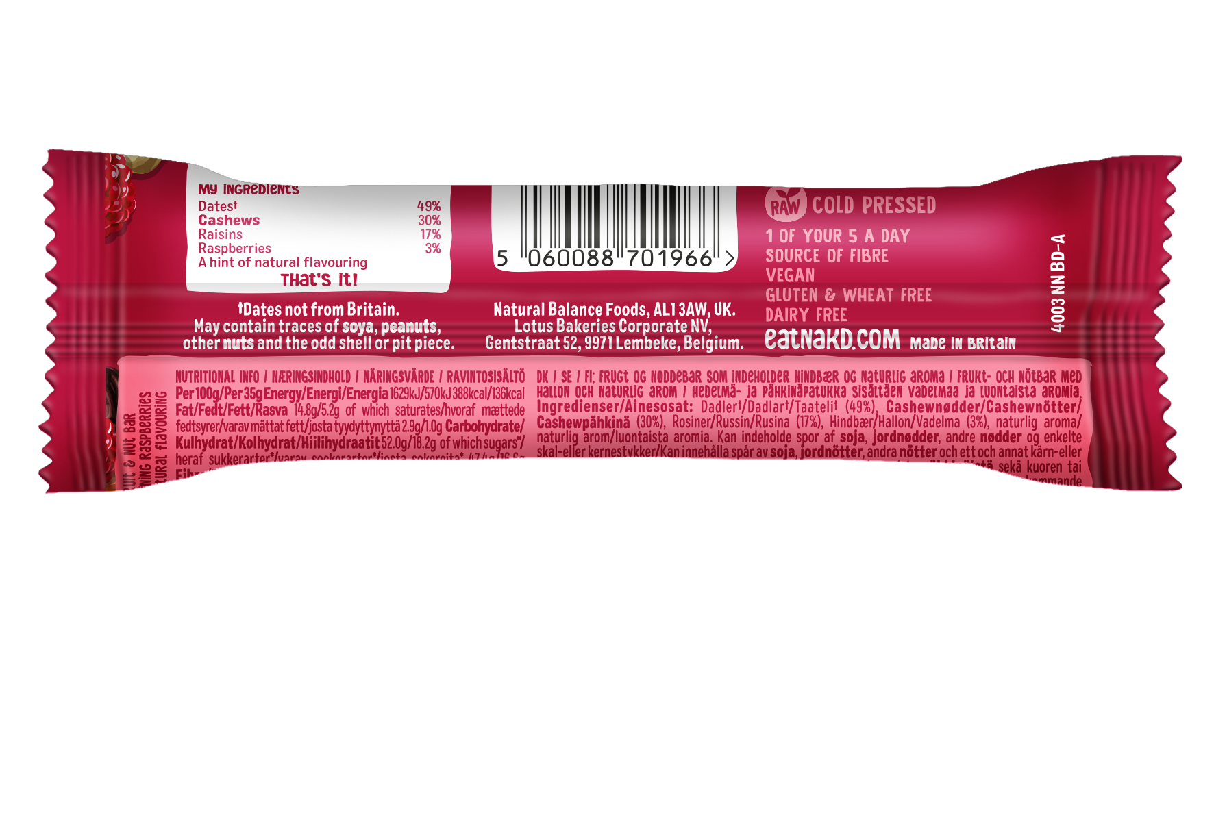 Nakd Berry Delight Bar 18 x 35g