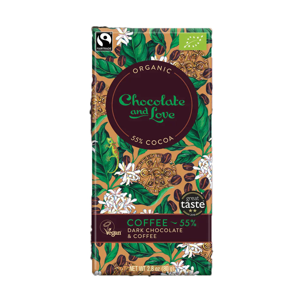 Chocolate & Love Tablette de Chocolat Noir & Café 14 x 80g