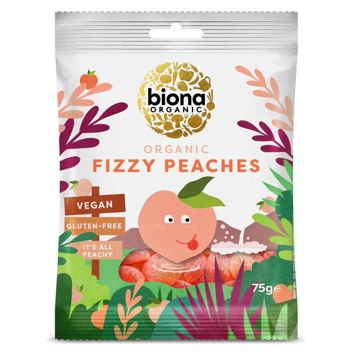 Biona Organic Fizzy Peaches 10 x 75g
