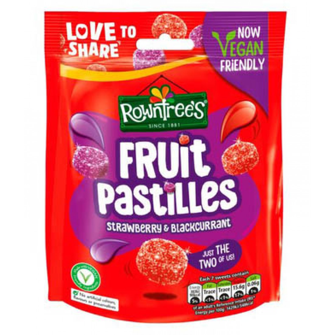 Rowntree's Fruit Pastilles Erdbeere & Schwarze Johannisbeere 10 x 143g
